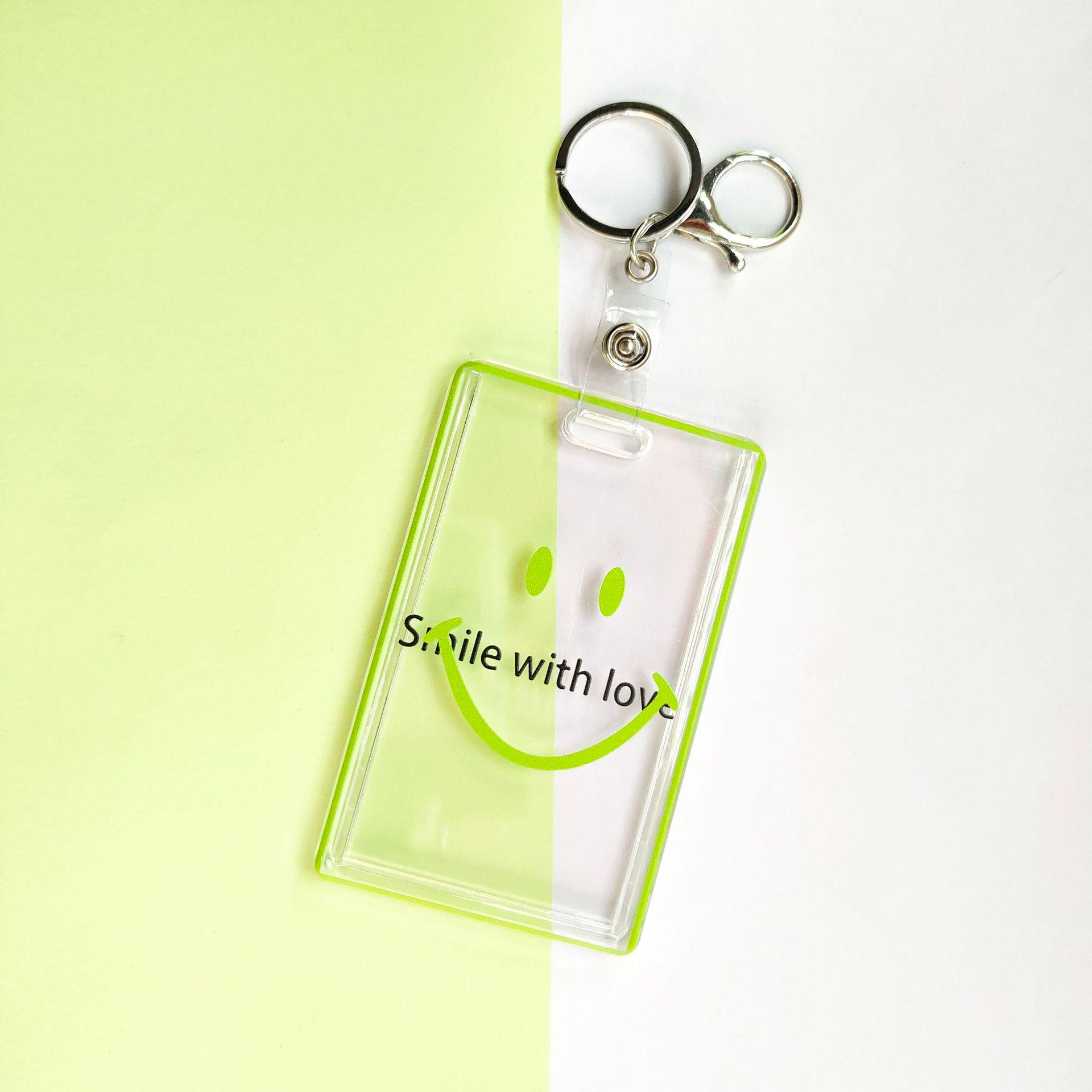 Embossed Smiley Face Acrylic Card Holder with Sliding Cover