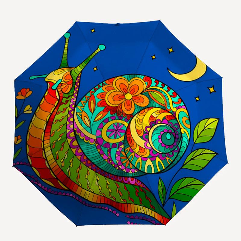 1pc Snail Moon Automatic Folding Umbrella - 8-Rib Compact Travel Umbrella Durable & Portable for Outdoor Use, Perfect Gift for Birthdays056