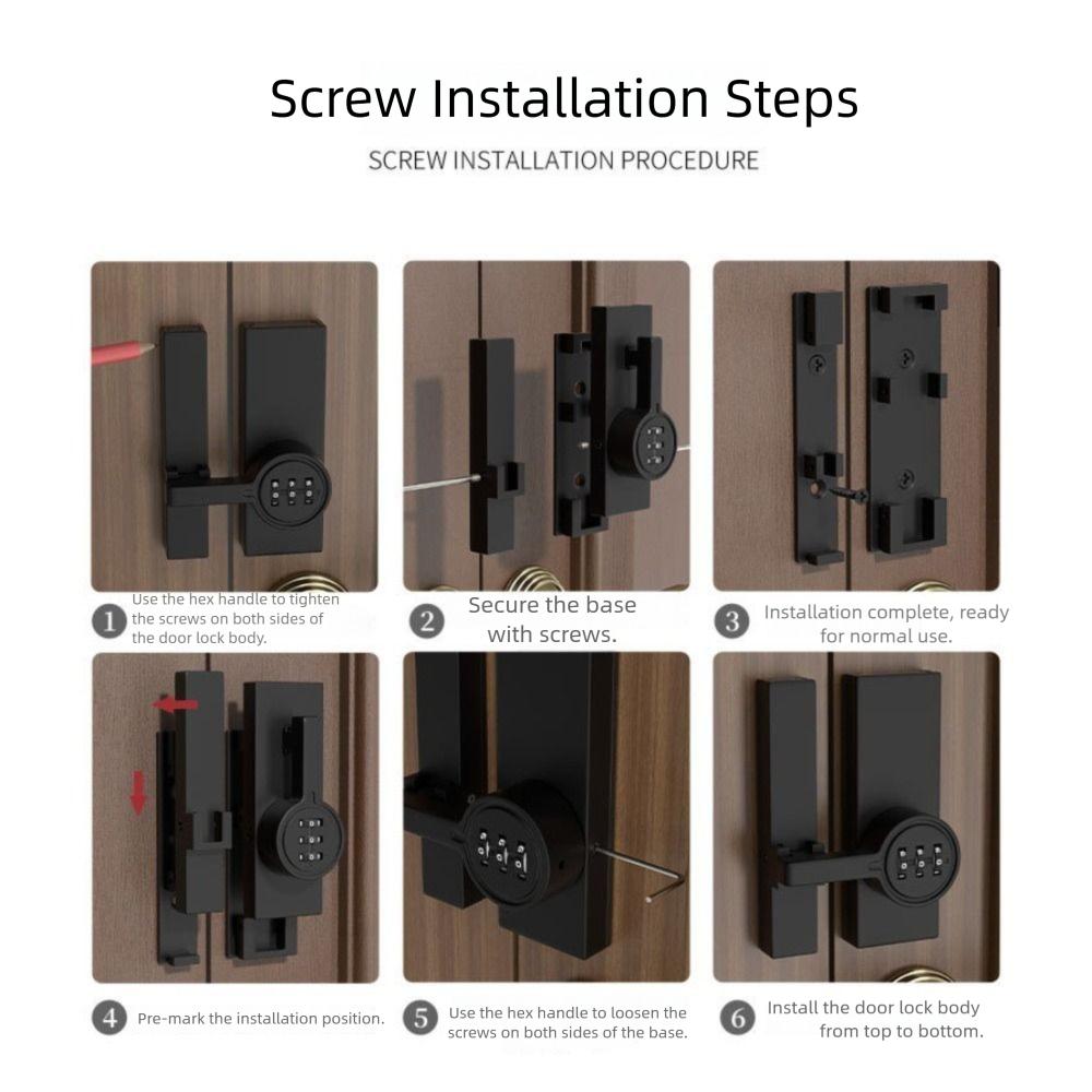 Zinc Alloy Password Door Lock Luminous 180 Degree Security Door Buckle Anti-theft 3-Digit Password Sliding Door Lock