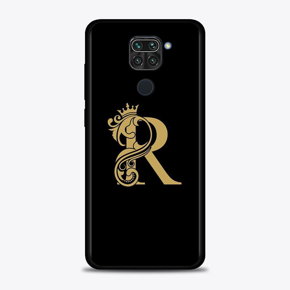 Shell For Xiaomi Redmi Note 11 10 9 8 7 Pro Max 9T 8T 9S Case for Redmi 10 9 8 9C 9A 8A 7A Luxury Golden yellow Crown Letter A-Z