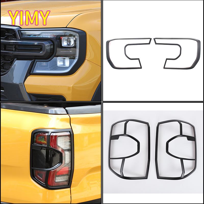 2x ABS plastic Matte balck Headlight Cover Trim Front Head Lamp Strip Headlamp Tail Lights Frame Fit for Ford Ranger T9 +