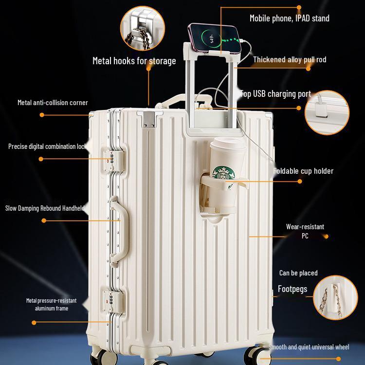 Durable Universal Wheel Leather Trolley Suitcase: Multipurpose Carry-On for Men and Women