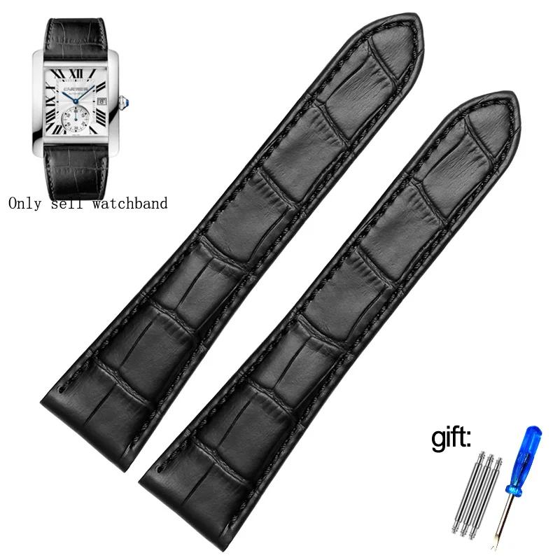 Watch Strap For cartier tank calibre series  Genuine Leather Mechanical Watch  men's and women's 20mm 22mm 23mm 25mm watch band