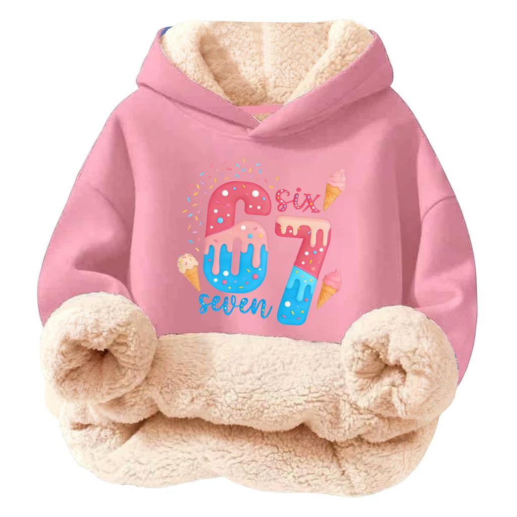 Children's Fashionable Printing Casual Fleece Hooded Loose Fit Hoodie Without Pockets