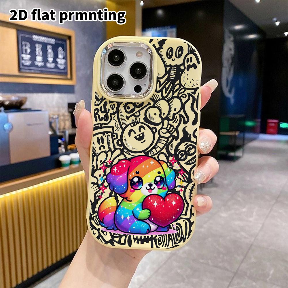 Phone Case: 2D Flat Design Suitable for iPhone 18 17 16 15 14 13 Pro Protective Case, Couple Style, Glittery Puppy, Christmas and Halloween Gift
