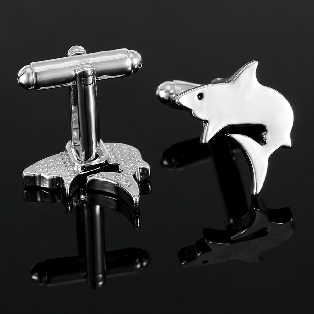 Funny Dolphin Shaped Mens Cufflinks Cute Whale Shark Marine Animal Design Sleeve Button For Suit Shirt Jewelry