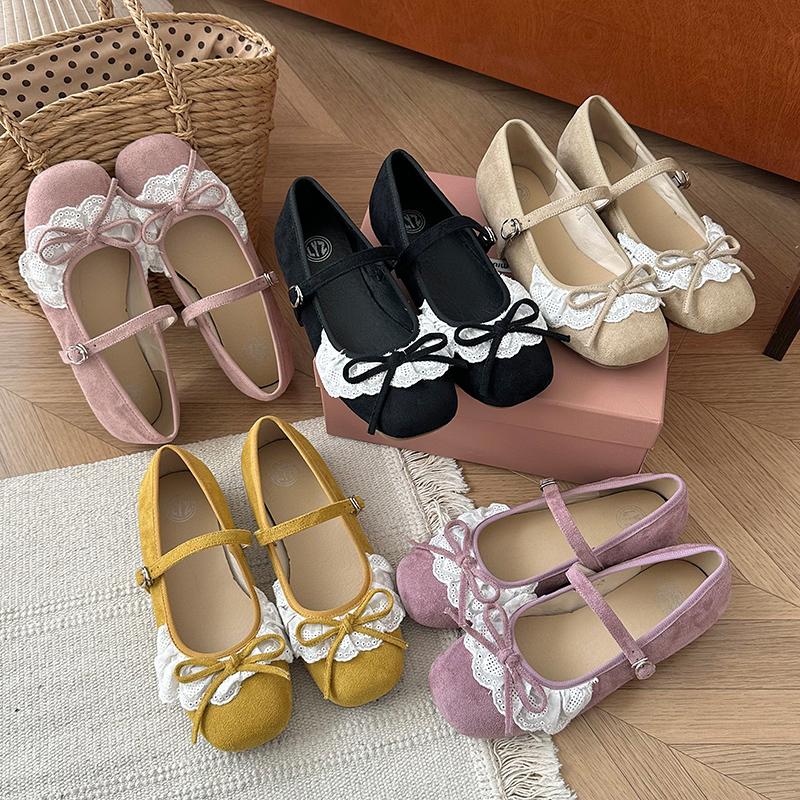 Fashion 2025 New Lace Edge Lefu Shoes Flat Fashion Spring and Autumn Ballet Shoes High Quality Women's Shoes