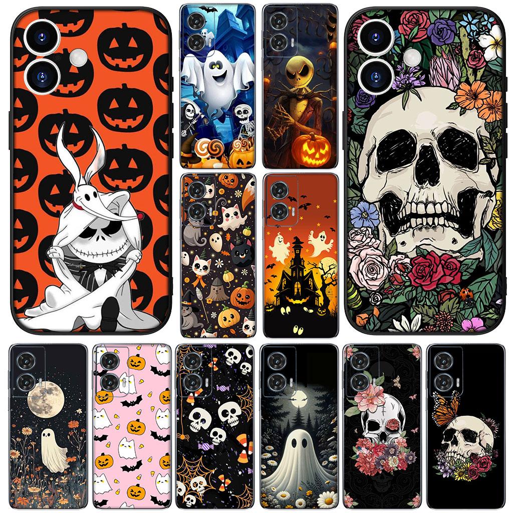 Halloween Little Ghost With Pumpkin Cover for Samsung Galaxy S25 S24 S23 Fe Ultra Plus S7 Edge A05 A06 A16 A55 A15 A35 Case