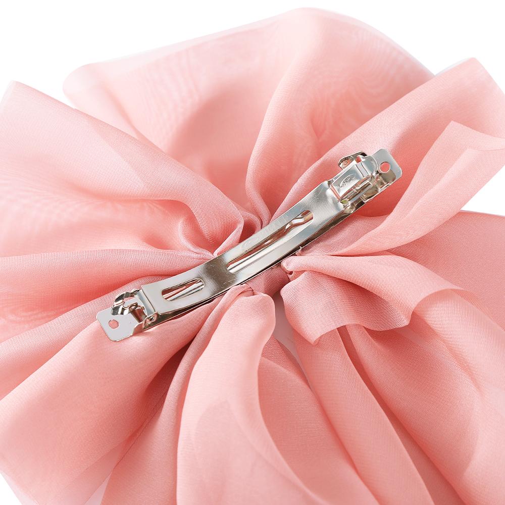Mesh Streamer Bow Spring Clip Pink Large Bow Hairpin Girls Summer Ponytail Hair Clip Styling Hair Accessories Fashion Barrettes