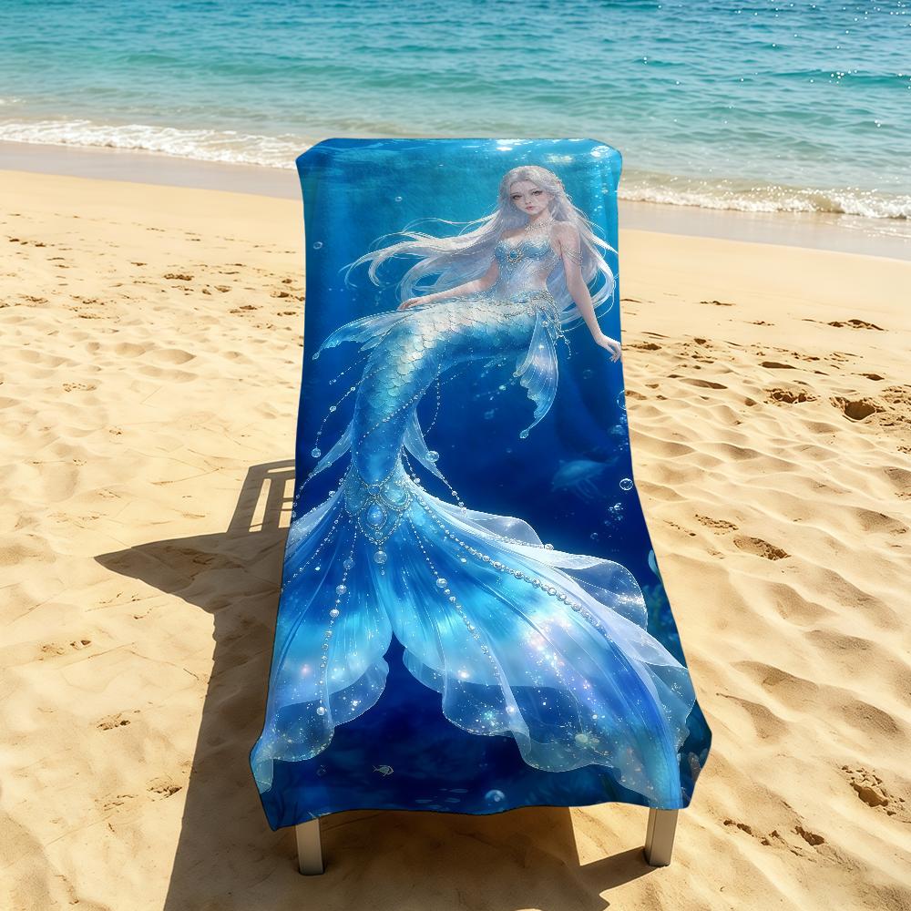 Mermaid Cartoon Anime Towel For Outdoor Camping Beach Towel Super Absorbent Quick-Drying Summer Towel