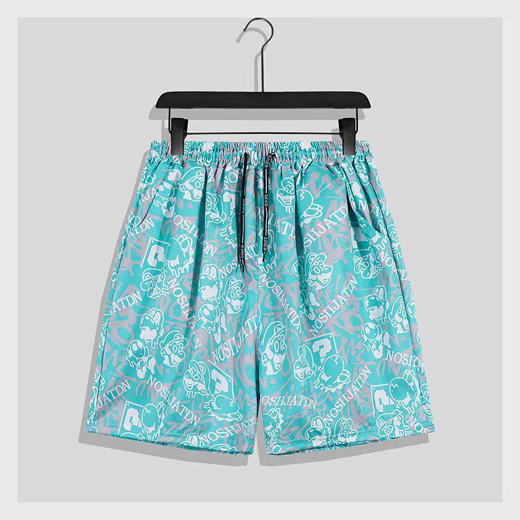 Hawaii Men's Quick Dry Graffiti Floral Shirt & Shorts Summer Set