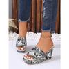Women's Slippers Summer Large Size Ethnic Style Fabric Thick Sole Women's Ultra-high Heeled Slope Sandals