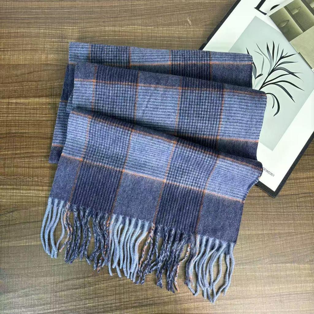 Unisex British Plaid Wool Scarf - Warm, Versatile Snood for Autumn/Winter