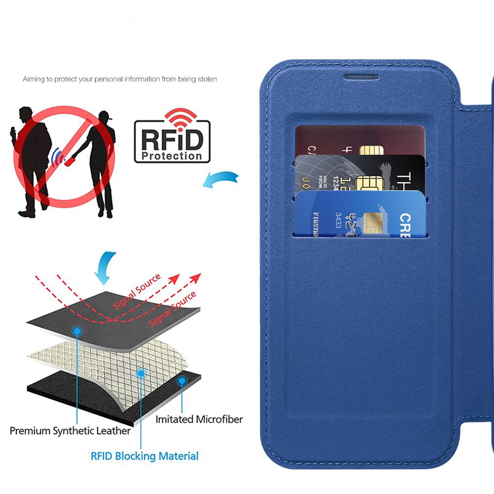KEYSION Custodia Portafoglio a Libro in Pelle Placcata per iPhone 11 12 13 Pro Max Slot per Carte Ricarica Wireless Magnetica Cover Posteriore del Telefono