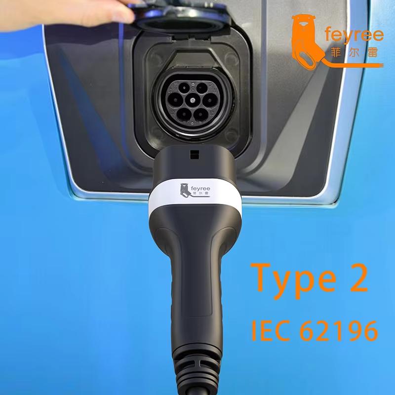 feyree EV Charger Type2 Plug Adapter 16A 32A Female Car Side IEC62196-2 Convertor 1 Phase 3 Phase for Electric Vehicle Car