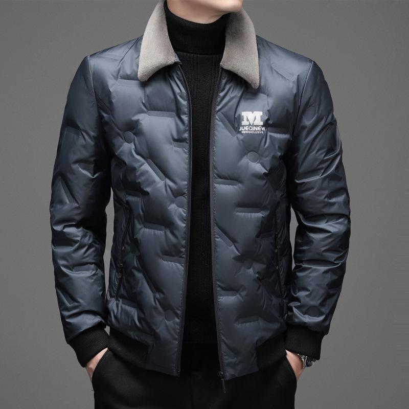 Buy Winter new men's short glossy down jacket trendy youth white duck
