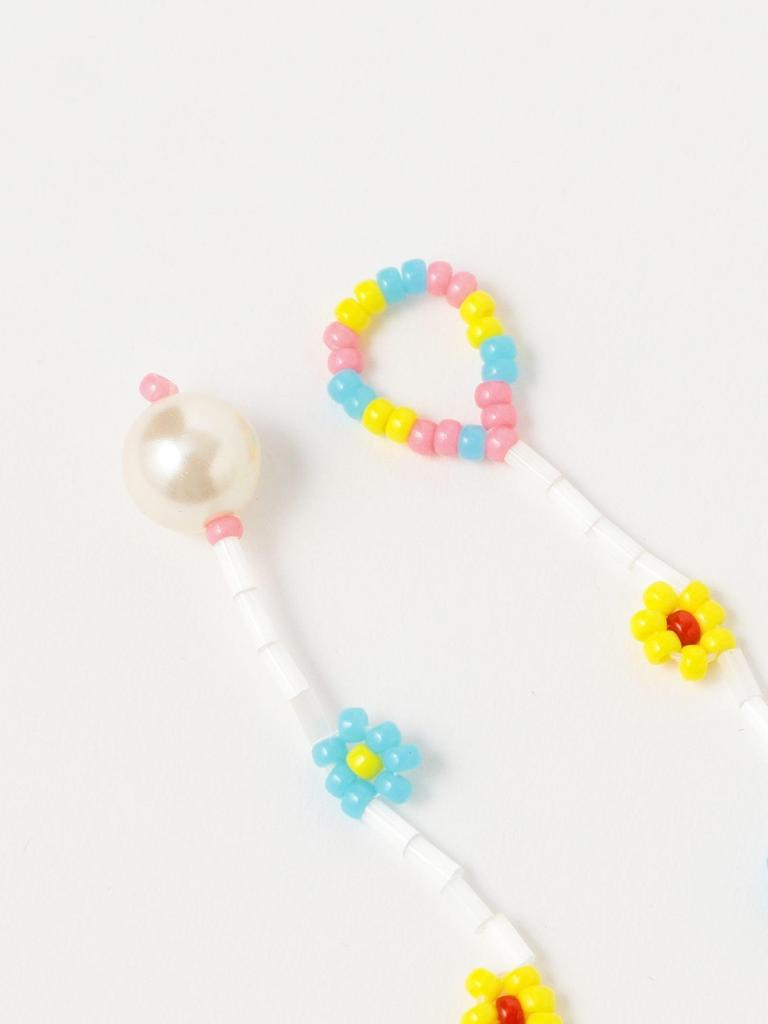 Ray Beams Petite Flower Beaded Bracelet for One Size Women, White/Multi,