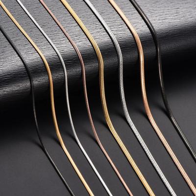 1mm/2mm Wide Stainless Steel Flat Herringbone Chain Necklace for Women Men Vintage Thin Choker Metal Jewelry Making Accessories