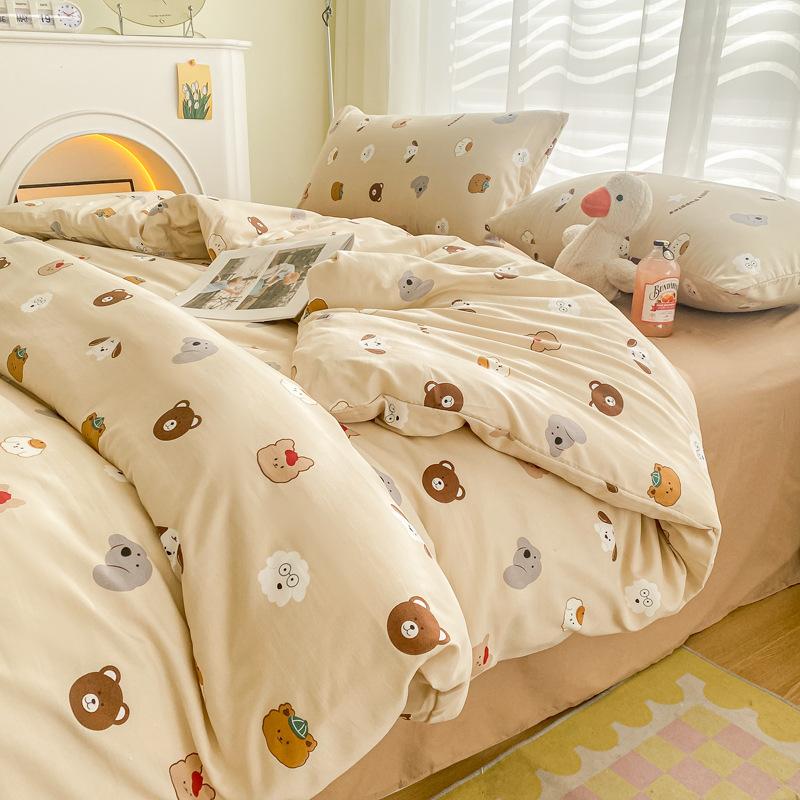 

Комплект постельного белья из чистого стираного хлопка класса А для беременных и младенцев, супермягкий пододеяльник, простыня, наволочка, студенческий 3-предметный комплект 0.9m sheet 3pcs quilt 1.5*2m