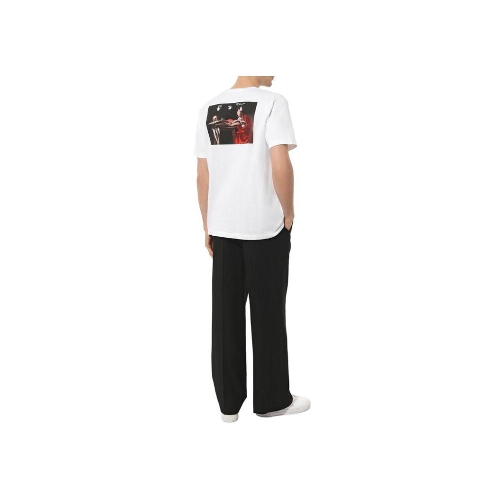 Off-White Футболка Caravaggio Paint Slim, белые/черные мужские топы OMAA027C99JER0050110