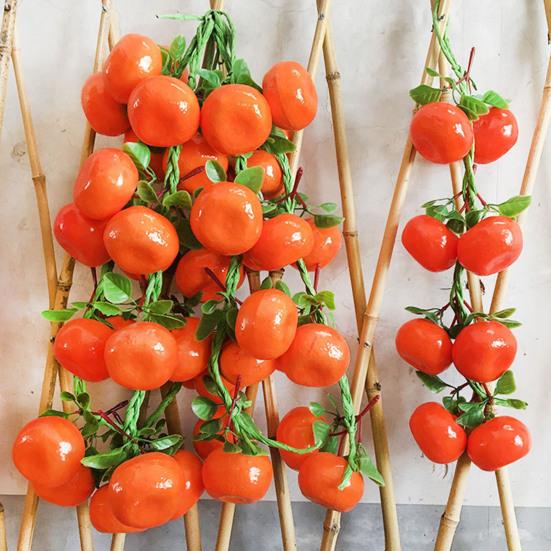4Pcs Artificial Fruit Vegetable Garland Wall Hanging Fake Banana Strawberry Pumpkin Tomato Cucumber Chili String Farmhouse Kitchen Decoration