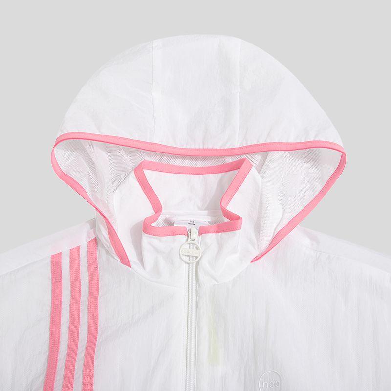 Adidas Utility Windbreaker 1 With Striped Logo And Stand-Up Collar Jacket Women Outerwear White HN2327