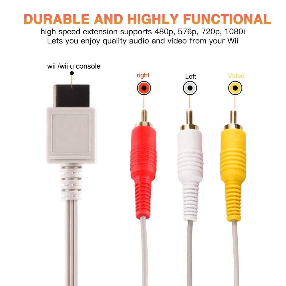 3 in 1 AV Cable for Wii Wii U Audio Video TV Connector Cable  for Wii U/Wii Controller