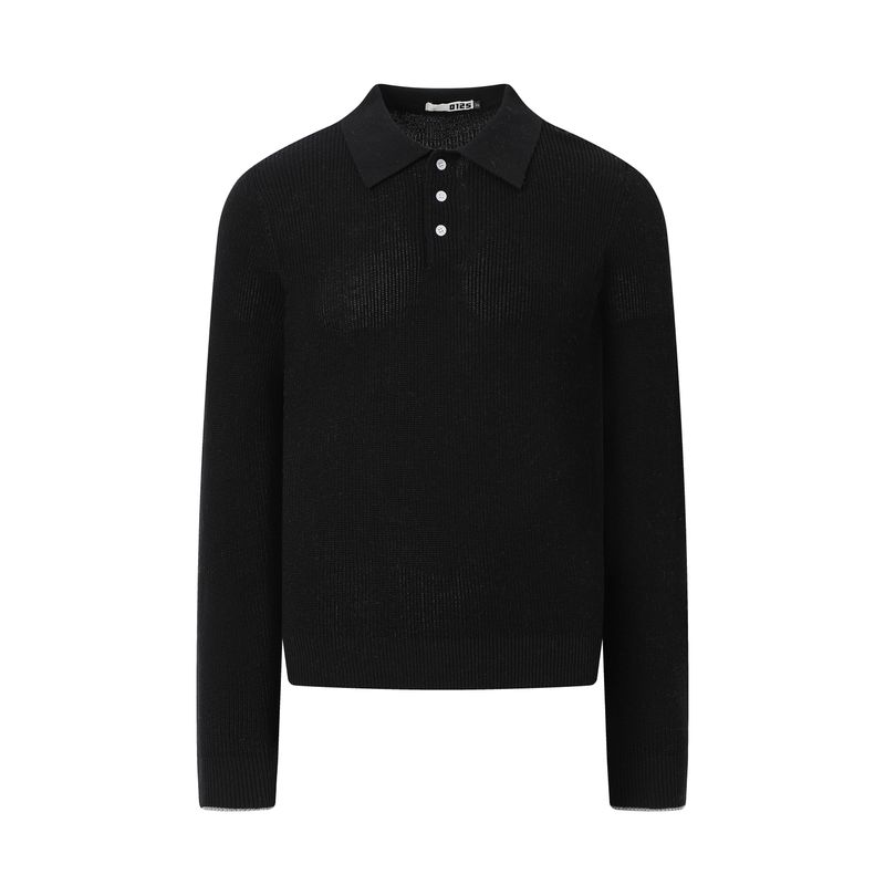 Kisko Simple Retro Polo Collar Basic Knit Long-Sleeve Unisex High-End Cleanfit Top Trendy