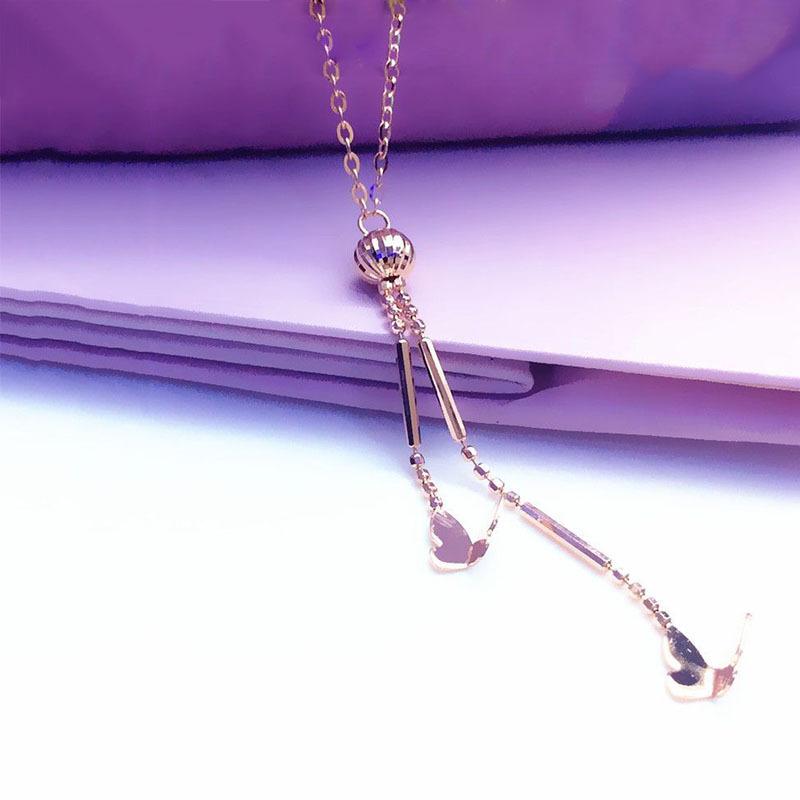 Purple Gold Plated Rose Gold Sweet Butterfly Tassel Necklace Colored Gold Transfer Bead Collarbone Chain