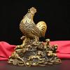 Pure Copper Rooster Statue, Fengshui Crafts, Home Office Decor Zhaocai Zodiac Small Animal Chicken Ornament Sculpture Decoration