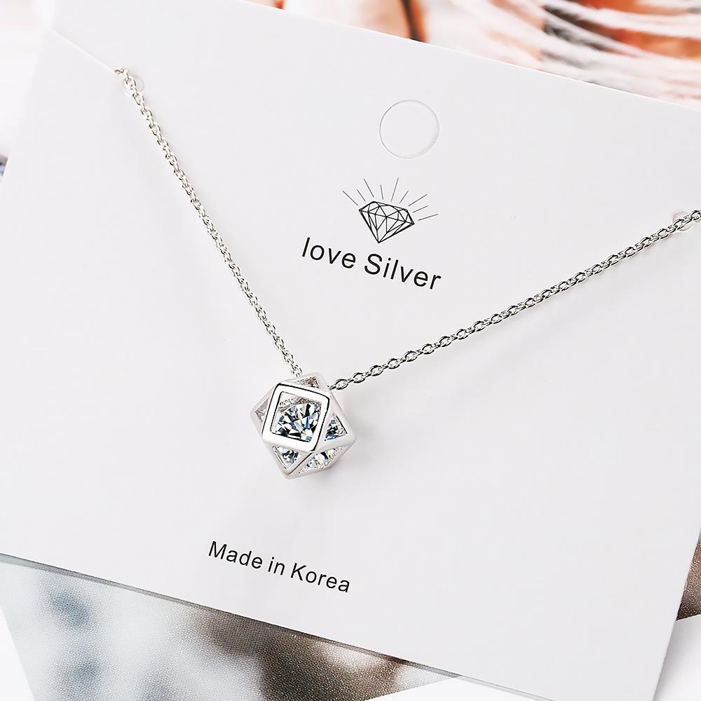 New Moissanite Sterling Silver Necklace Shining Pendant Chain Fine Jewelry for Woman Wedding Sparkling Classic Party Gift