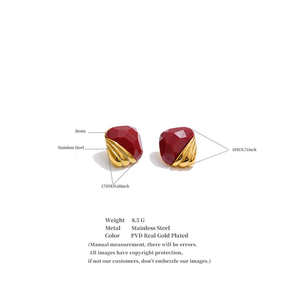 Yhpup 3 Color Stainless Steel Resin Acrylic Stud Earrings 2026 Anti Allergic Korean Fashion Trendy Daily Jewelry Accessories