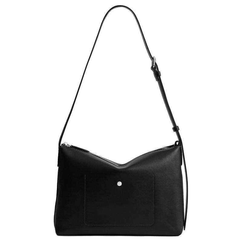 Coach MOTT 33 Buchstabenlogo Schultergurt verstellbar Rindsleder Umhängetasche Crossbody Schultertasche Große Größe Unisex Paar Stil Schwarz