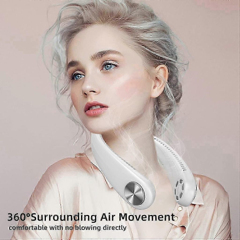 Hands Free Bladeless Neck Fan 3 Speed Adjustment 360 Cooling USB Rechargeable Neck Fan -HK908