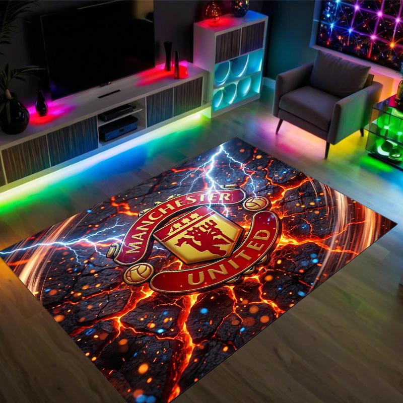 Manchester United Design Crystal Velvet Carpet Cozy Non?Slip Printed Rug For Bedroom Living Room Entrance