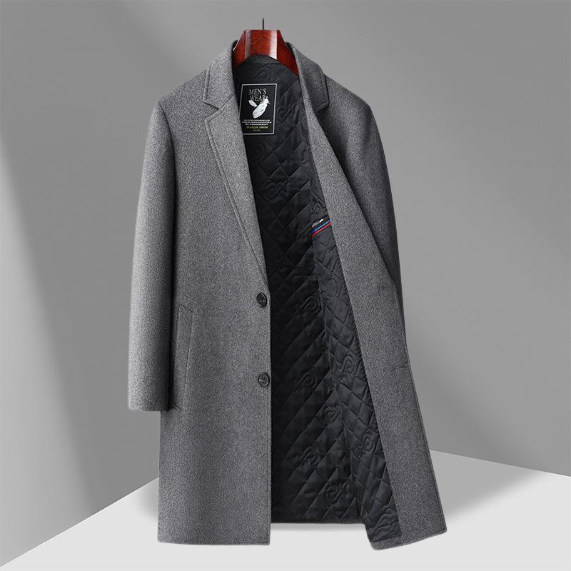 Men's Wool Coat Winter Medium and Long Cotton Thickened Suit Collar Fashion Woolen Jacket Men's Korean Version Trend