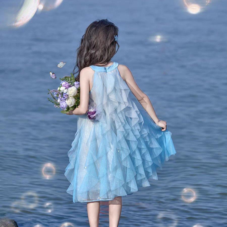 Princess dress, girls' summer dress, 2026 new children's vest dress, gauze dress, vacation dress, girls' camisole dress