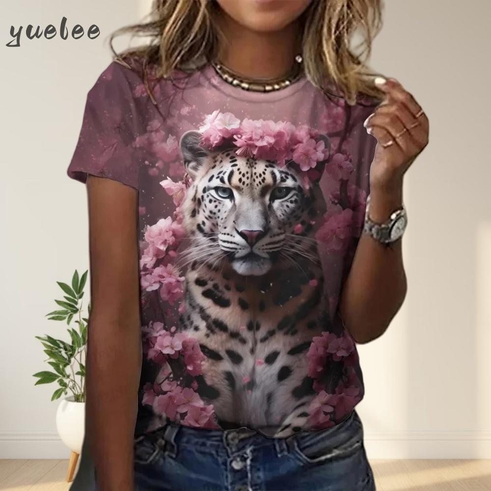 

Women s T-Shirt Summer Animal Leopard 3D Print T-Shirt Women Street Casual Fashion Short Sleeve T-Shirt O-Neck Clothes for Woman S