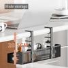 No Drilling Under Desk Wire Management Tray Retractable Cable Organizers in Home Office PC Router Data Wire Metal Storage Rack