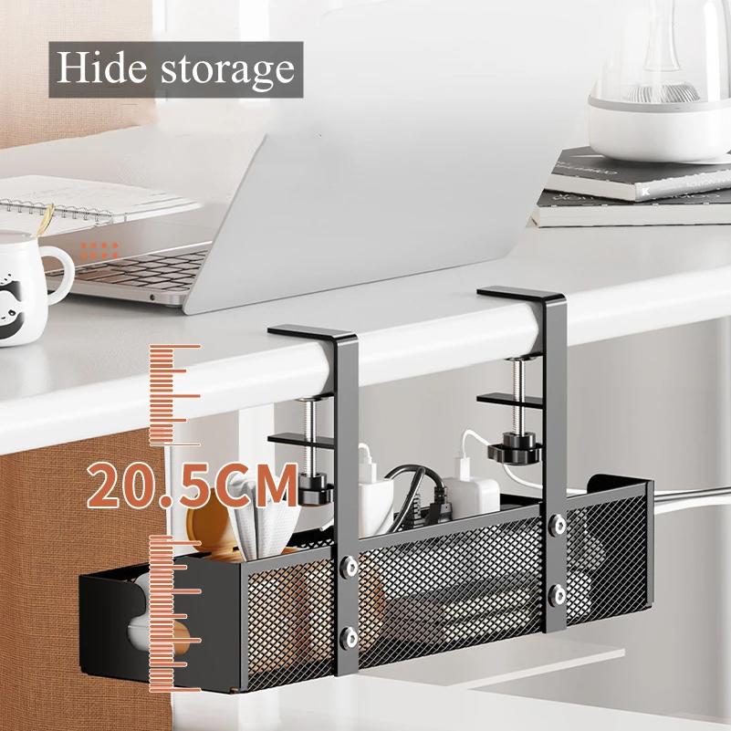 No Drilling Under Desk Wire Management Tray Retractable Cable Organizers in Home Office PC Router Data Wire Metal Storage Rack