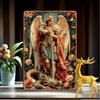 Vintage Archangel Michael Metal Sign Heroic Dragon Slayer Wall Art Christian Islamic Home Decor