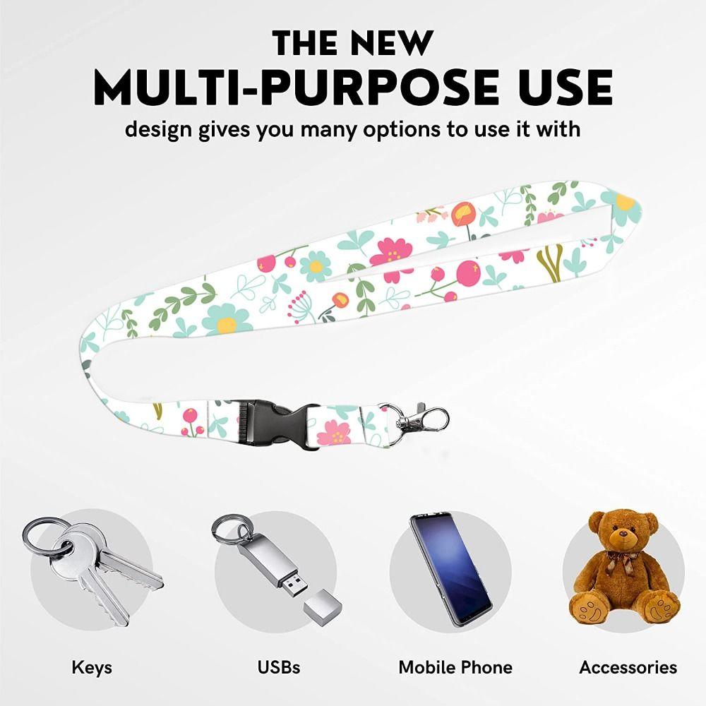 Flower Working Cards Holder Necklace Strap Retractable Badge Card Case Card Protector