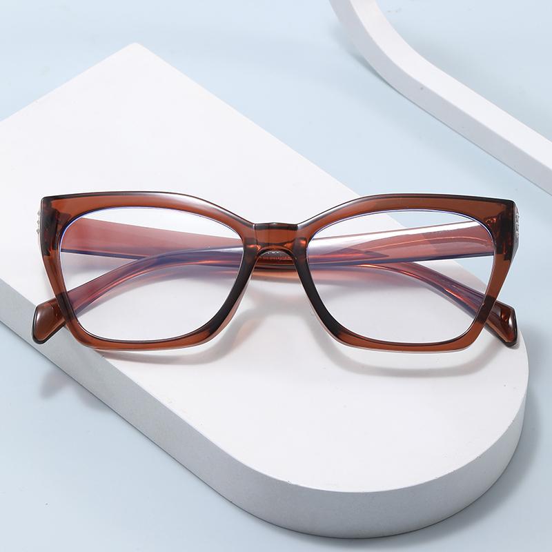 3pcs Sets Square Fashion Cat Eye Glasses Frame  Women Men New Oversized Brand Eyeglasses Anti Blue Light Flat Mirror Unisex