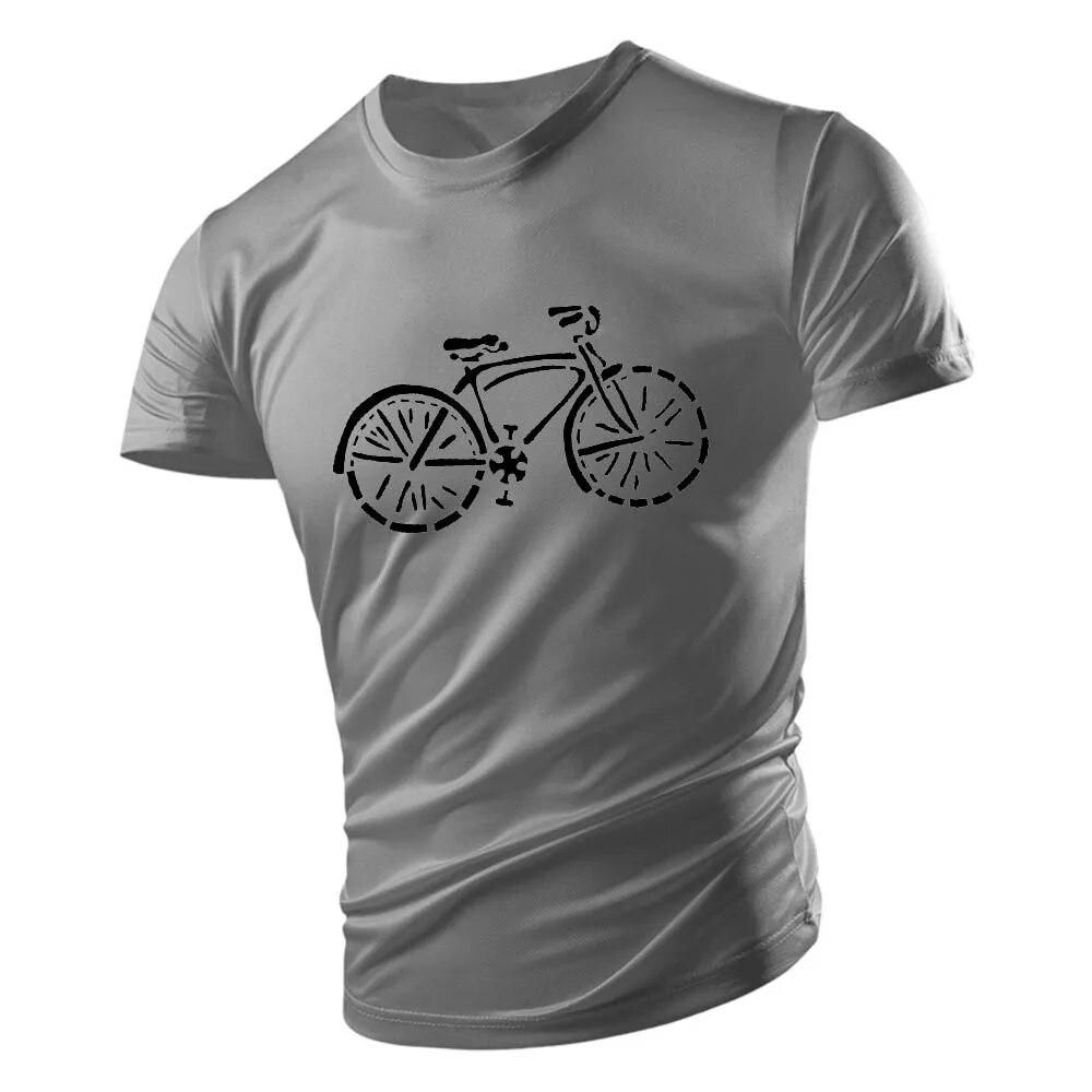 Four Seasons Adult Men'S Crew-Neck T-Shirt Top Casual Sports Creative Bicycle Pattern Print Multi-Color Loose Short Sleeve