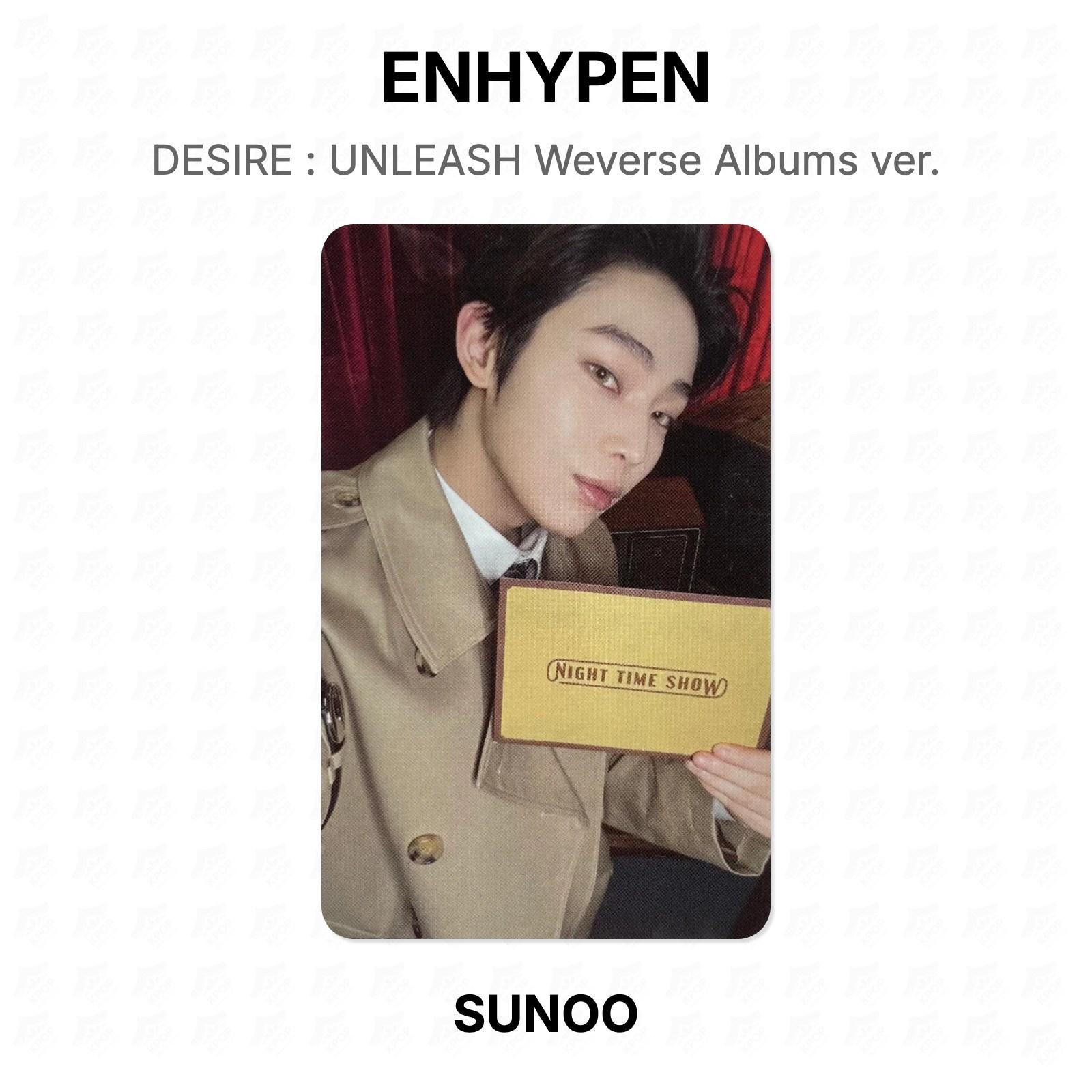 ENHYPEN DESIRE : UNLEASH Weverse Альбомы вер.. Официальная фотокарта SUNOO