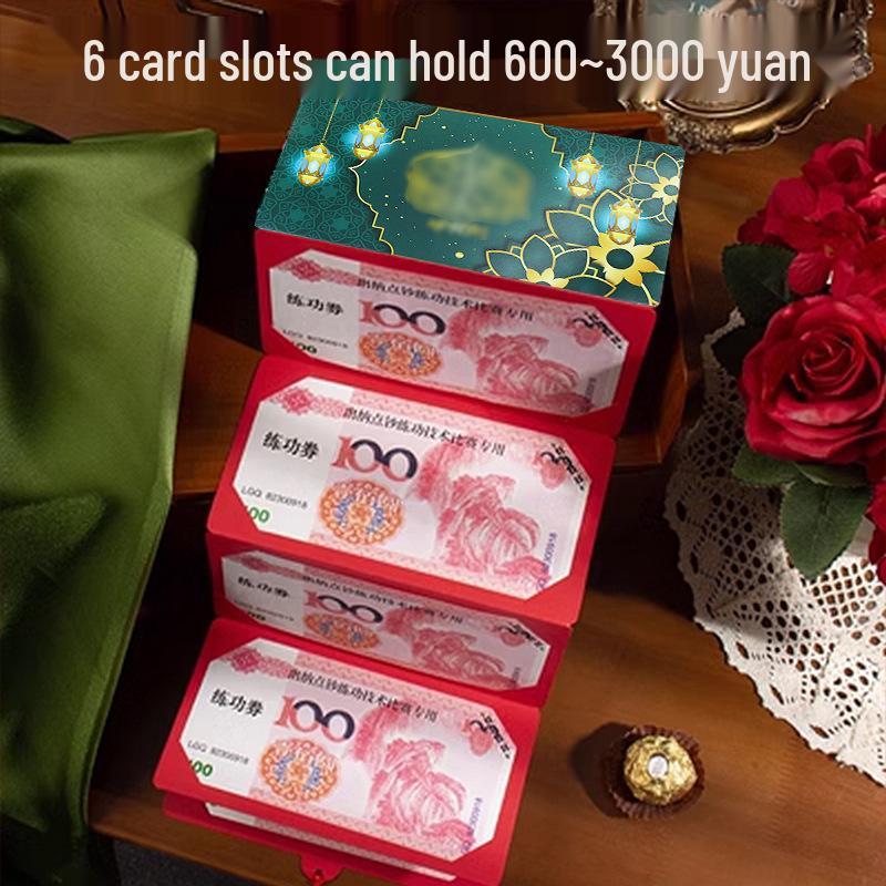 

2025 Зеленый Растягивающийся Красный Конверт для Юго-Восточной Азии, Креативный Анг Пао для Мусульманских Праздников 6 Card Slots