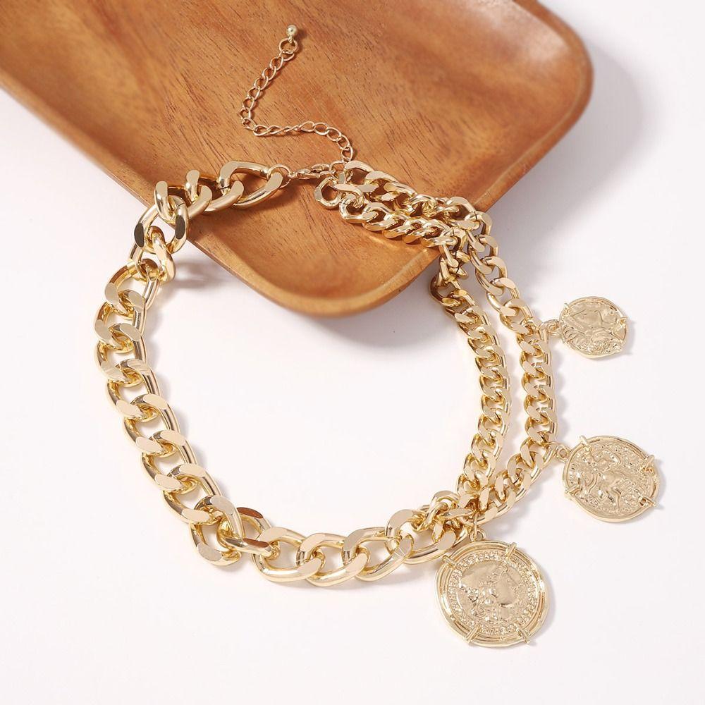 Silver Minimalist Necklace Necklace Set Statement Necklace Personality Round Pendant Necklace Male