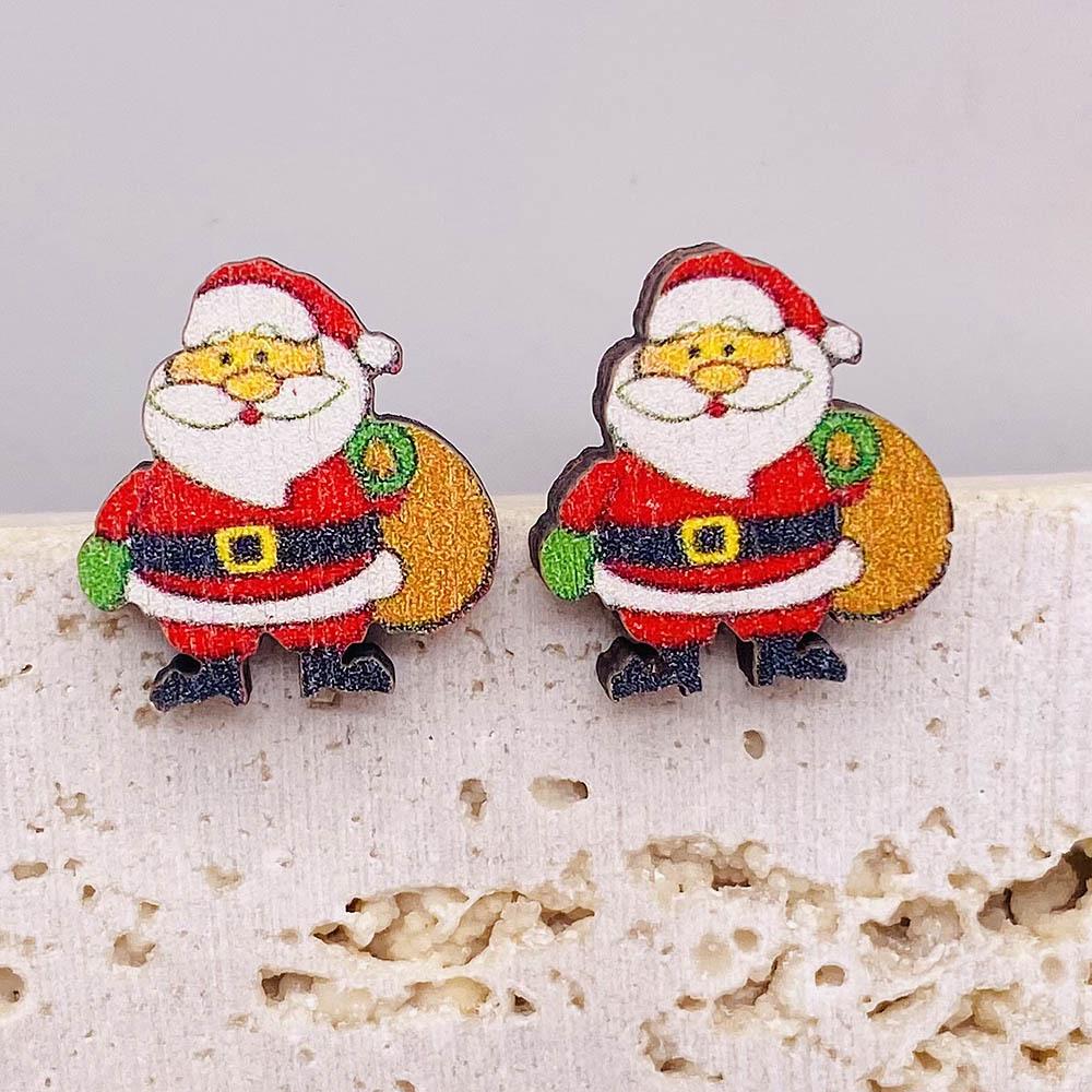 Christmas Stud Earrings: Reindeer, Tree, Snowman & Santa Designs - Wooden Holiday Gifts for Women
