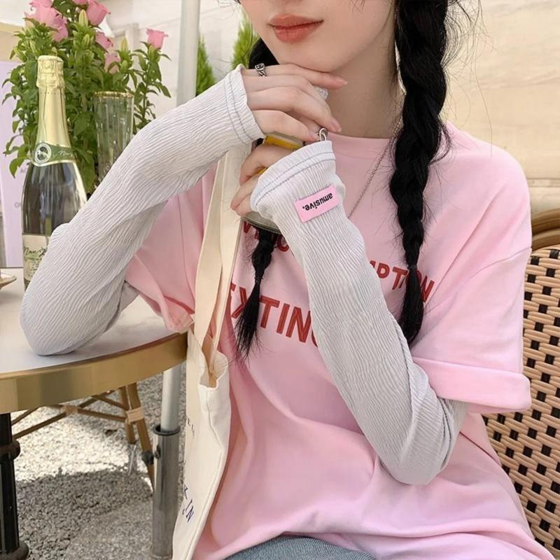 

New Summer Ice Silk Sunscreen Sleeve Butterfly Print Sun Uv Protection Arm Sleeves Cycling Driving Gloves Keep Warm Comfortable сірий колір