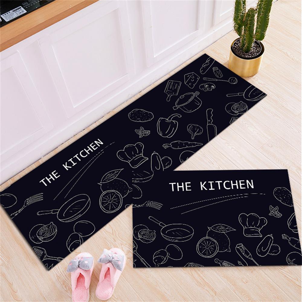 Black White Moroccan Pattern Kitchen Mat Non-Slip Machine Washable Rug Set for Home Decor Anti-Fatigue Floor Mats